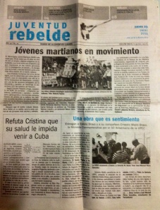 Juventud Rebelde, "Diario de la juventud cubana". 23 de enero de 2014.